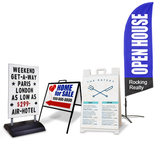 flags_sandwichBoards_aFrame_sidewalkSigns